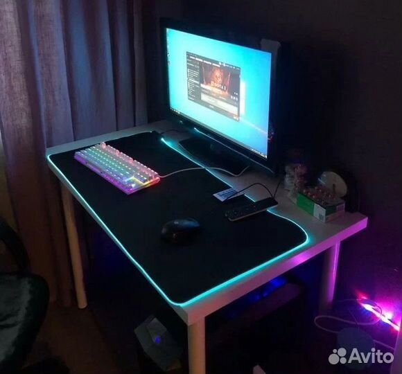 Коврик для мыши 80х30 с подсветкой rgb светящийся