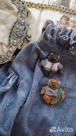 Брошь тедди мишки ручной работы