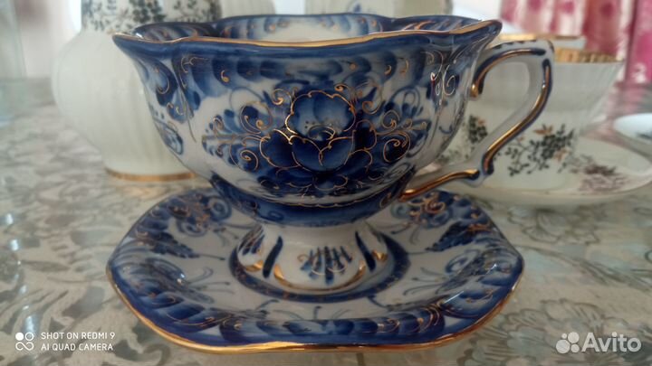 Чайная пара, гжель, ручная работа