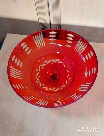 Ваза для фруктов кобальт и рубин