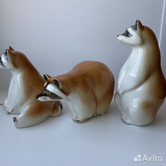 Форфор статуэтки Еноты лфз