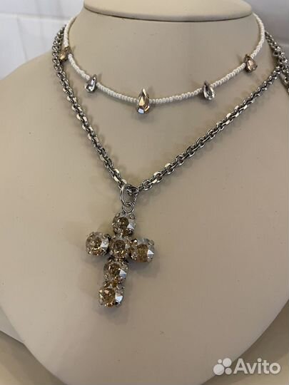 Колье с крестом swarovski