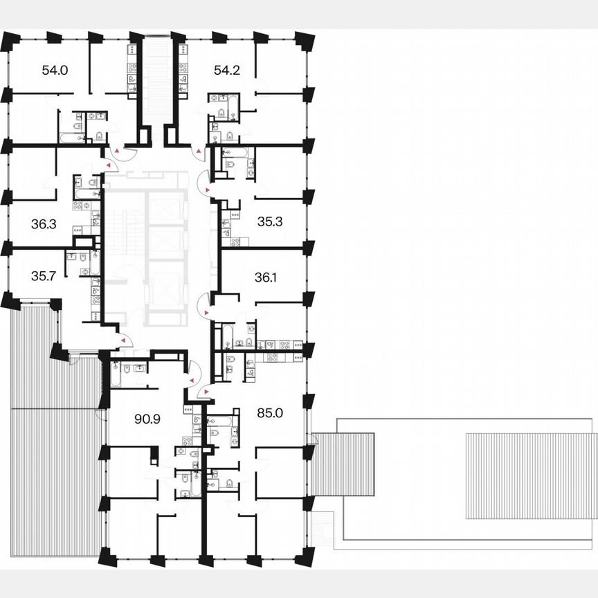 2-к. квартира, 54 м², 6/26 эт.