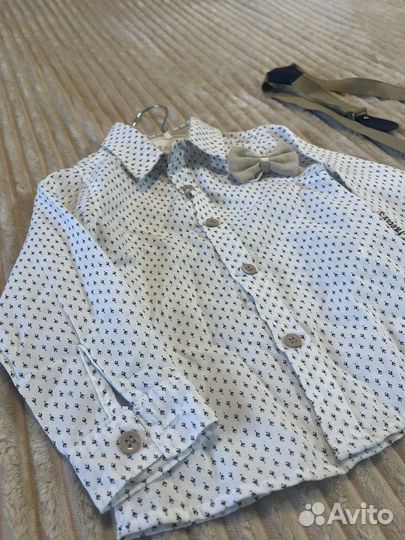 Рубашка + бабочка + подтяжки для мальчика 9-12 мес