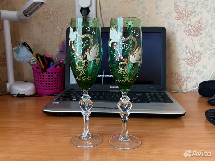 Свадебные бокалы ручной работы