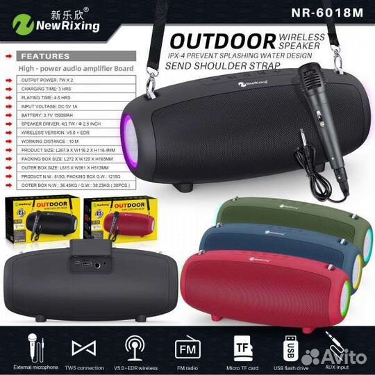 Блютуз колонка NR-6018M 14 Вт