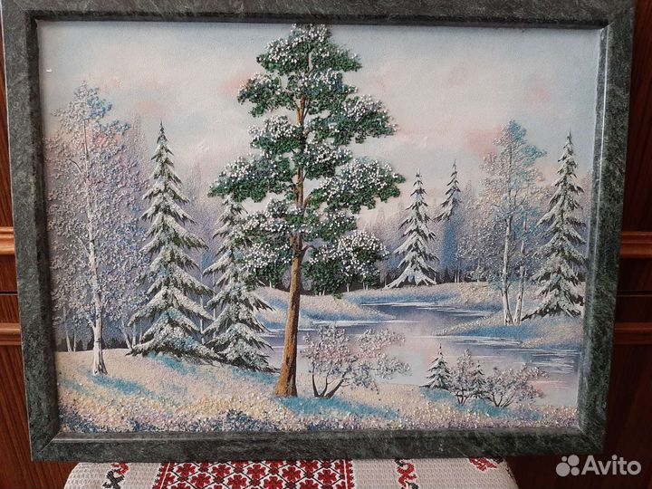 Картина из натур.урал.камня 46/34см Изг.Урал.самоц