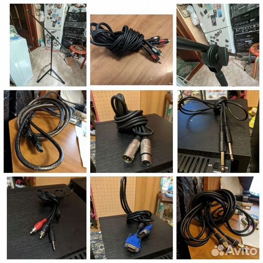 Кучка различных кабелей для студии