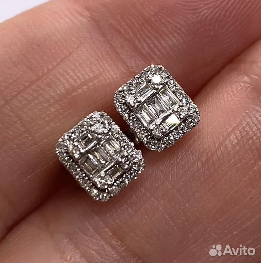 Серьги пусеты бриллианты золото 585