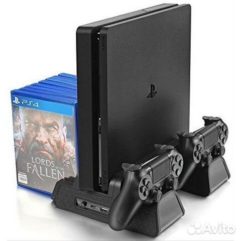 PS4 Slim/Pro/Fat подставка с охлажд.+заряд.станция