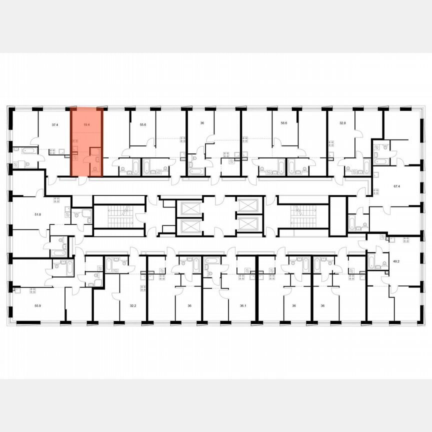 Квартира-студия, 19,4 м², 29/30 эт.