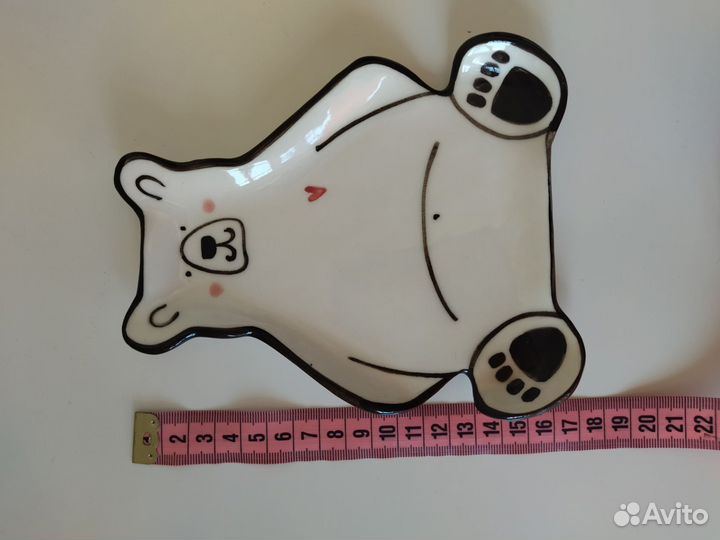 Керамическая посуда тарелка ручной работы Медведь