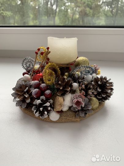 Новогоднее украшение свеча