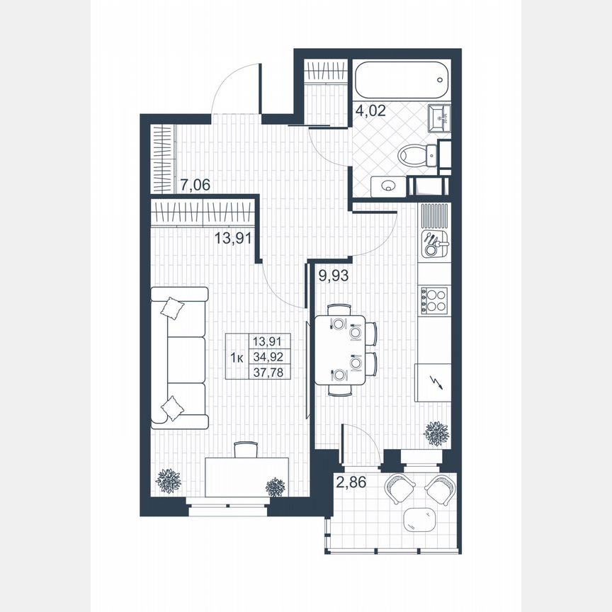 1-к. квартира, 36,4 м², 6/8 эт.