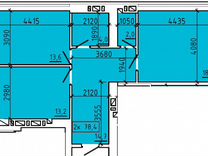 2-к. квартира, 78,4 м², 7/9 эт.