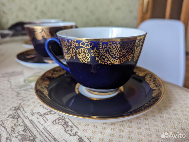 Чайная пара сервиз СССР кобальт