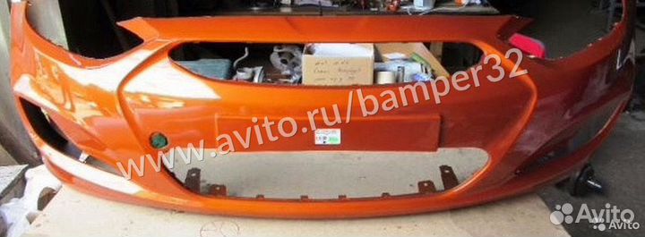 Бампер Hyundai Solaris передний Оранжевый R9A