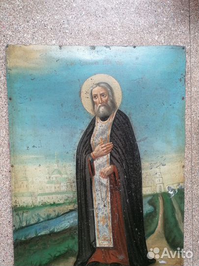 Большая, старинная Икона Св. Серафим 77на52