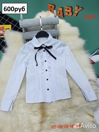 Новые блузки рост 122,128,134,140,146,152см, белые