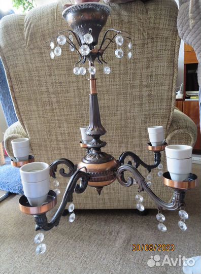 Люстра из СССР 5-ти рожковая, бронза