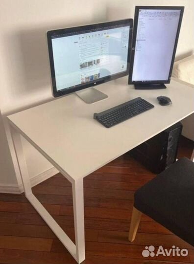 Компьютерный стол лофт белый