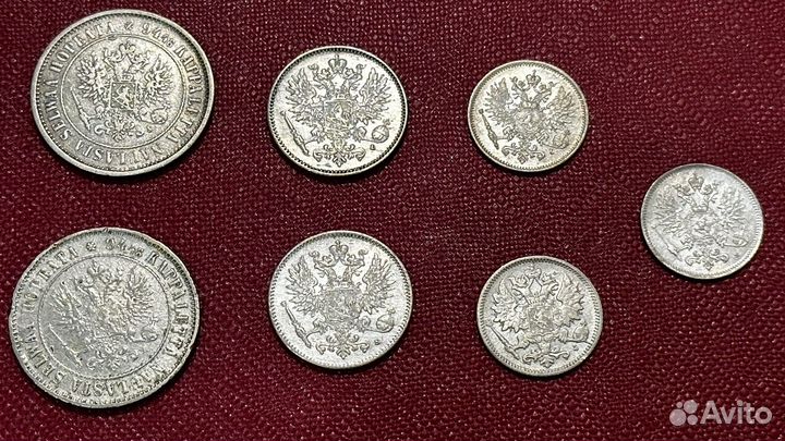 1, 5, 25, 50 pennia, 1 markka Финляндия