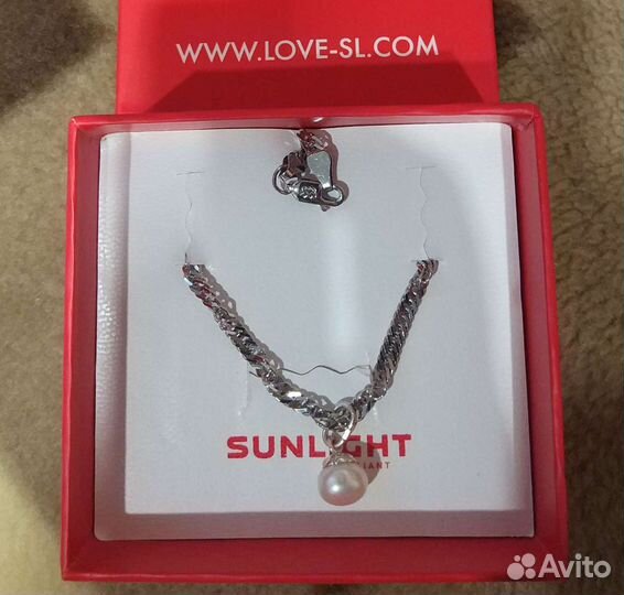 Серебряный браслет 925 с подвеской из жемчуга