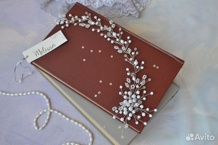 Свадебное украшение для волос веточка-венок