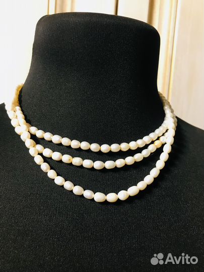 Колье, бусы натуральный жемчуг