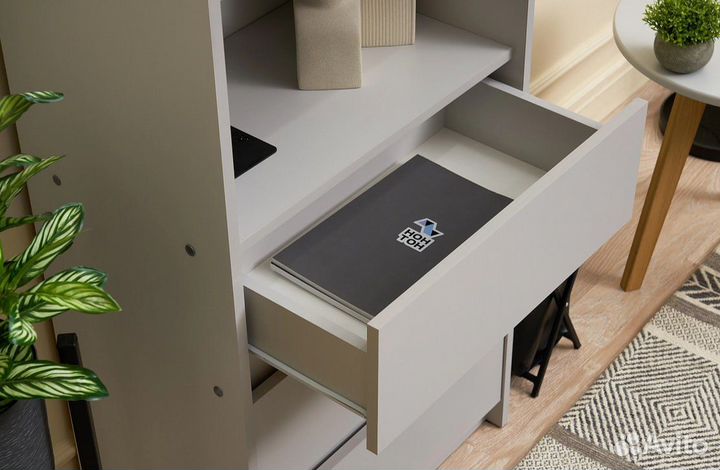 Стеллаж с выдвижными ящиками серый