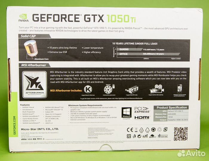 MSI GeForce GTX 1050 Ti 4GT