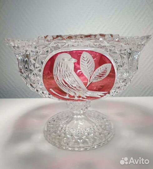 Ваза для фруктов цветной хрусталь