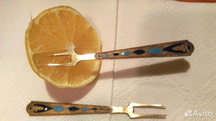 Вилка одна винтаж позолочен. серебро 875 Звезда