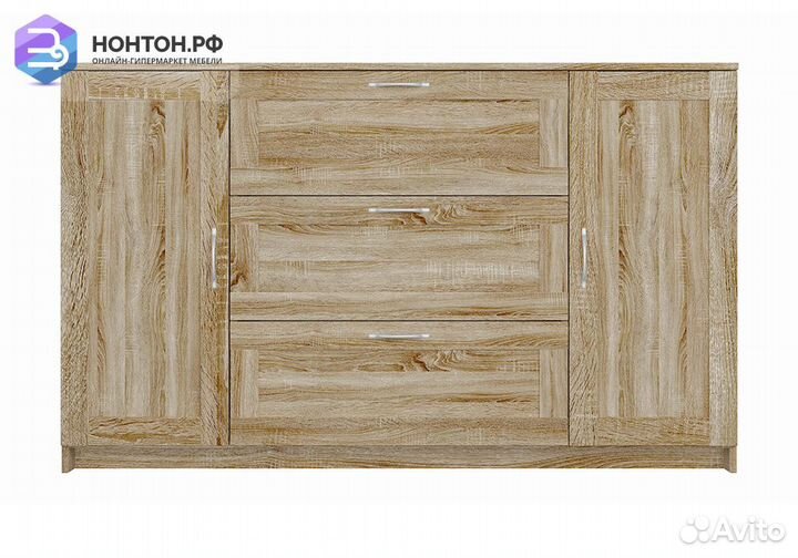 Комод с дверцами Сириус 3 ящика сонома