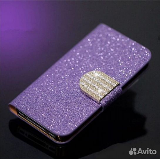 Чехол - книжка с блестками