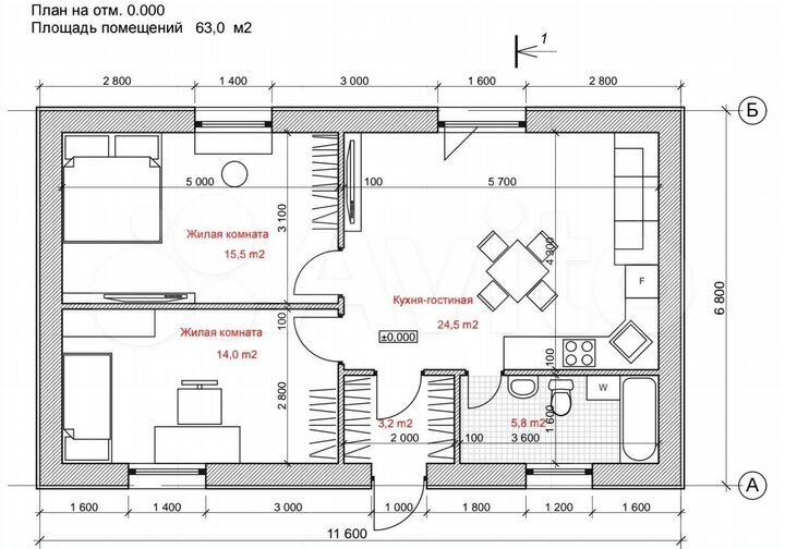 Дом 65 м² на участке 5 сот.