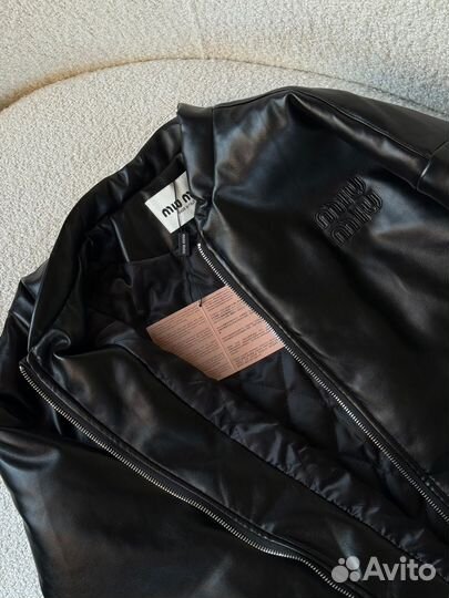 Бомбер Miu Miu кожаный