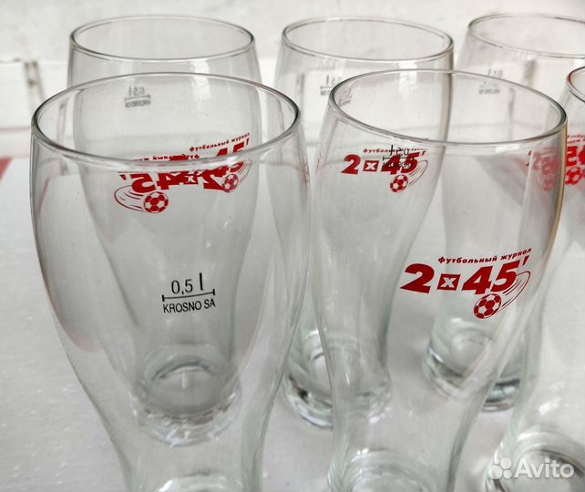 6 поллитровых бокалов для пива и др, стекло, новые