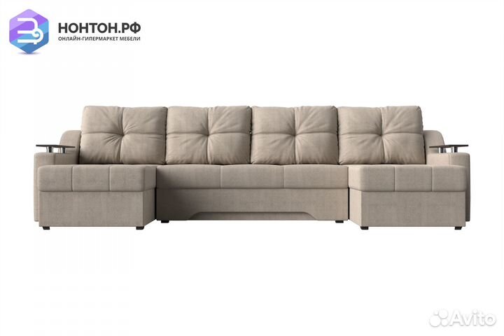 Диван п-образный еврокнижка Сенатор бежевый