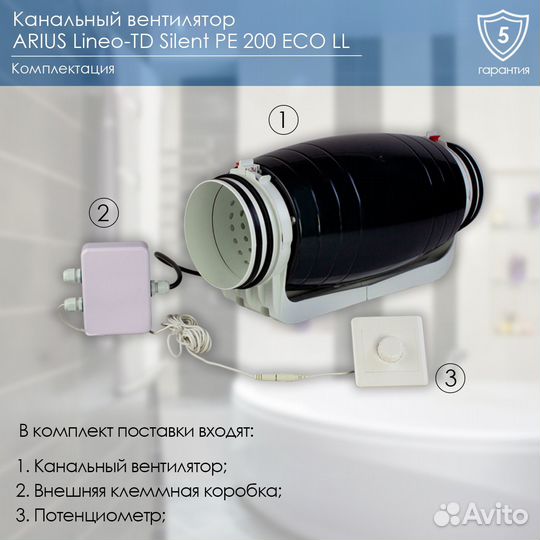 Канальный вентилятор arius Lineo-TD Silent PE 200