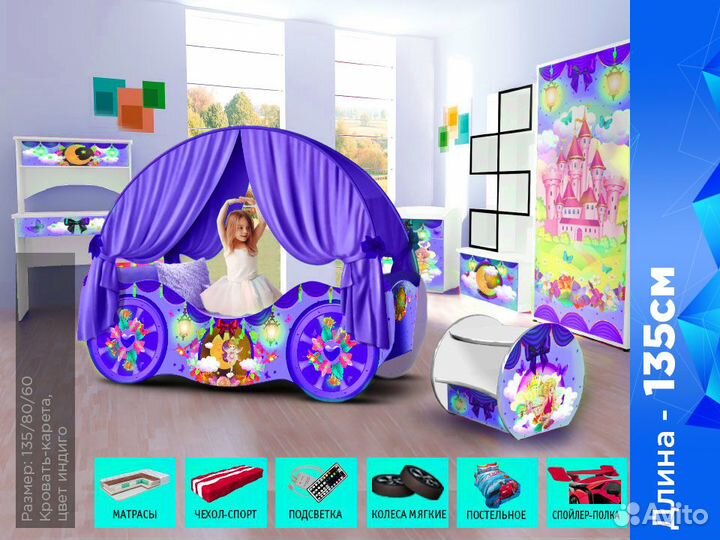 Детская кровать карета для девочки