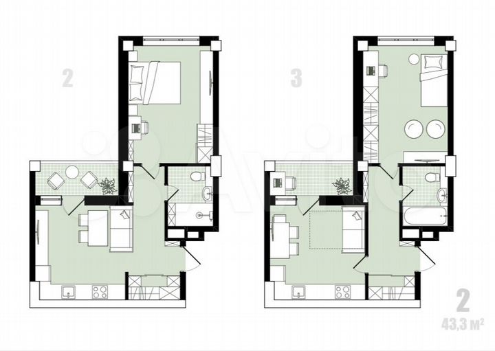 1-к. квартира, 43,3 м², 14/18 эт.