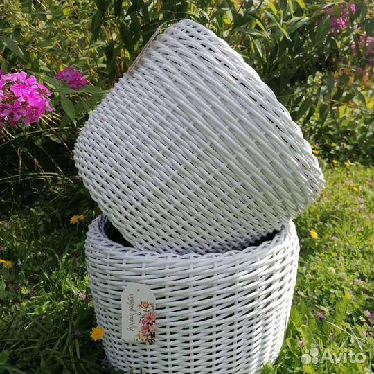 Кашпо, искусственный ротанг для цветов