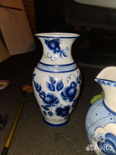 Вазы, кувшин гжель, кобальт