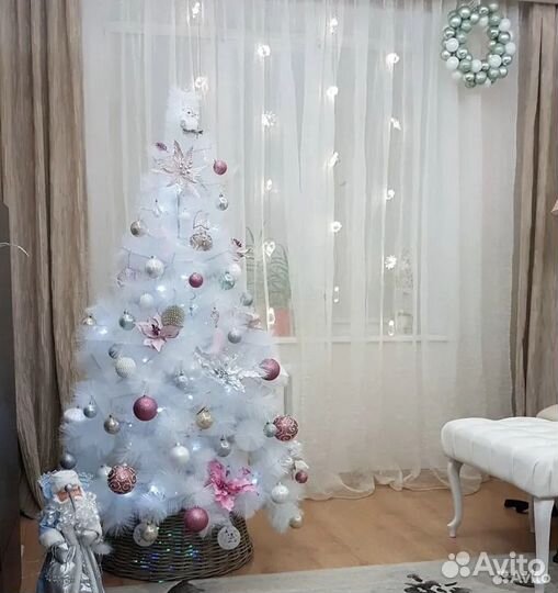 Елка искусственная белая, сосна белая пушистая ель