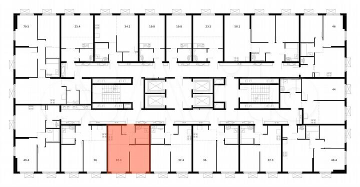 2-к. квартира, 32,3 м², 7/25 эт.