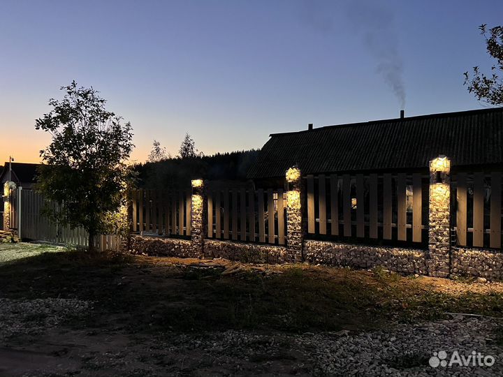 Заборы, подпорные стены, беседки из габиона, бруса