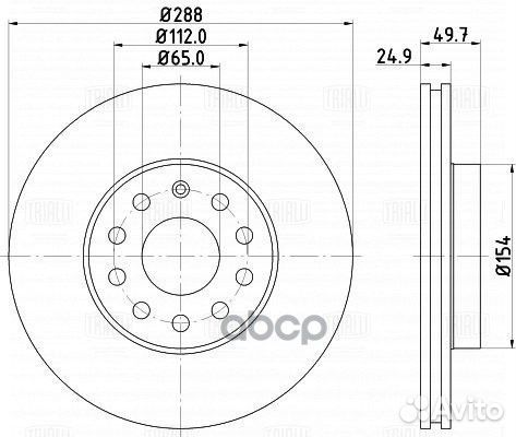 Диск тормозной skoda yeti 09- перед. D288mm DF1