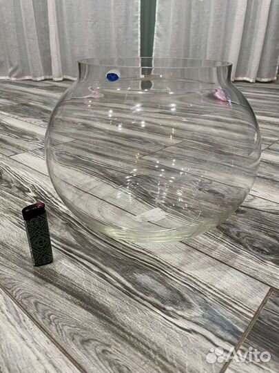 Аквариум фирменный, толстое стекло 30 см диаметр