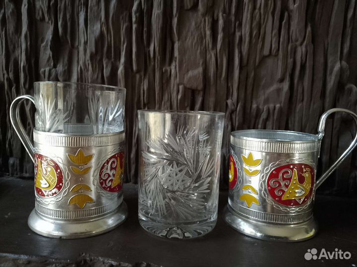 Подстаканники со стаканом СССР. Цена за оба